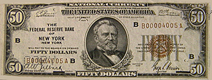 Pink 50 Dollar Bill